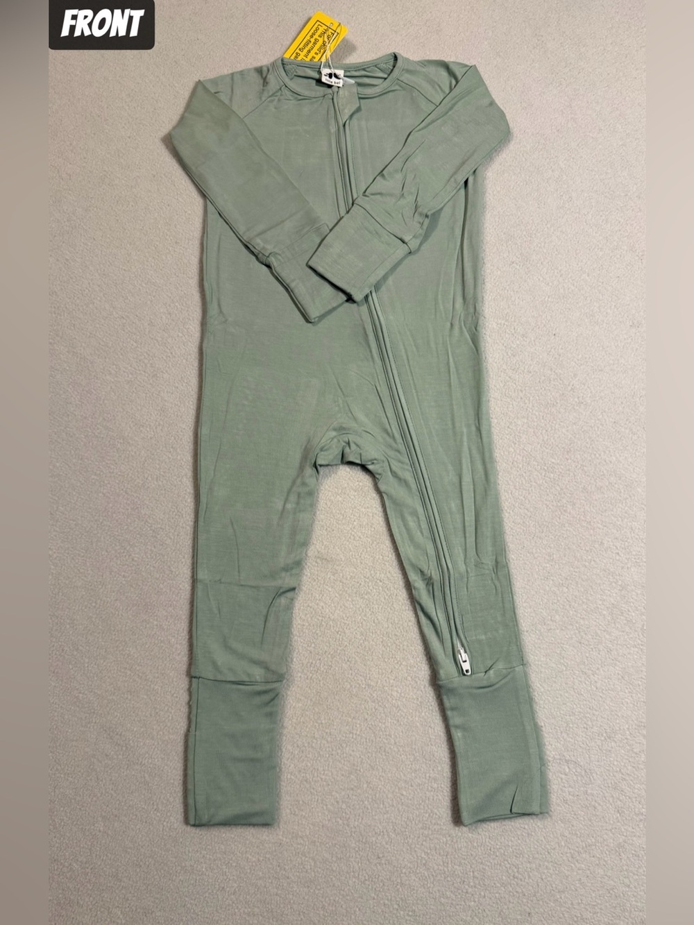 Sage Green - Zipper Bamboo Kids Footed Convertible One-Piece